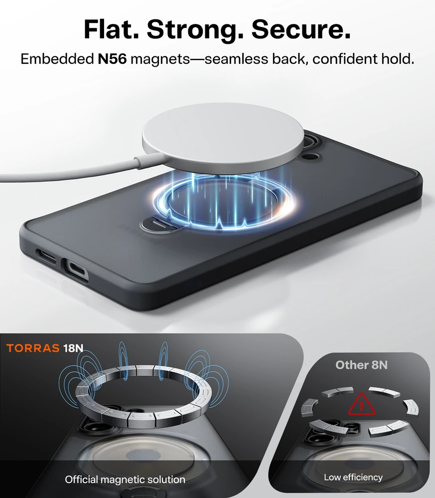 Dėklas Torras Ostand Q3 Spin, obsidian juodas – Samsung Galaxy S26