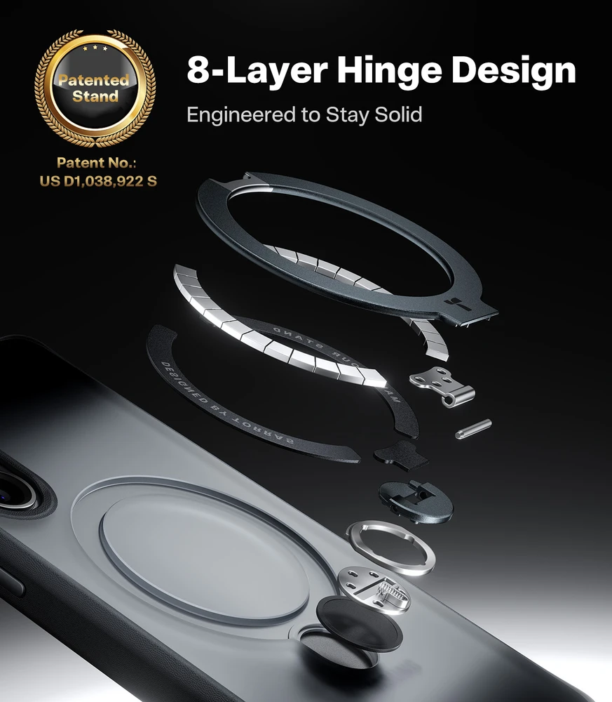 Dėklas Torras Ostand Q3 Spin, obsidian juodas – Samsung Galaxy S26