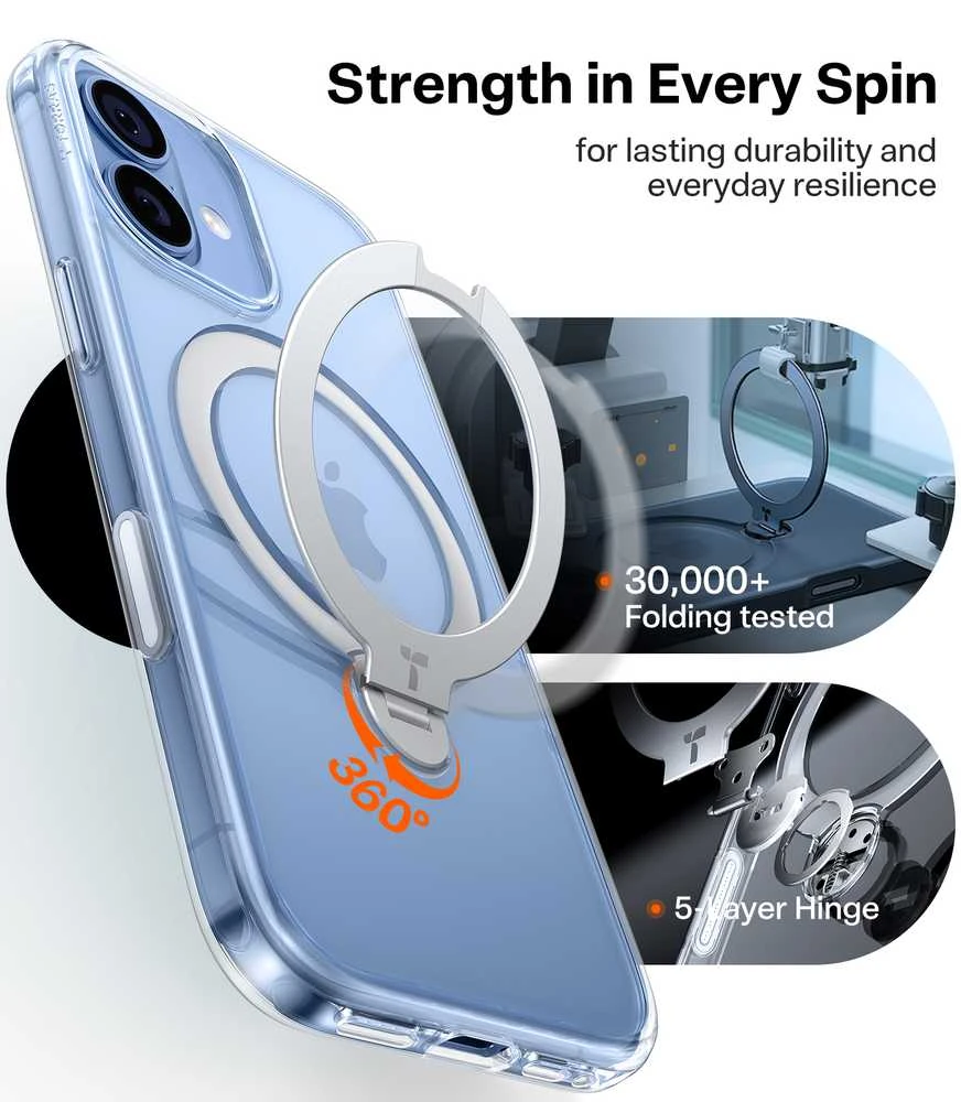 Dėklas Torras Ostand Q3 Spin, skaidrus - iPhone 17