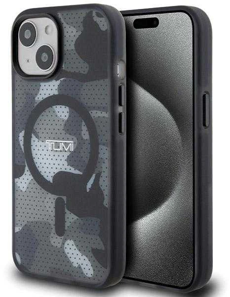 Tumi TUHMP15STCAMK Apple iPhone 15 / 14 / 13 6.1″ juodos spalvos kietas dėklas with Frosted Camo Print and MagSafe