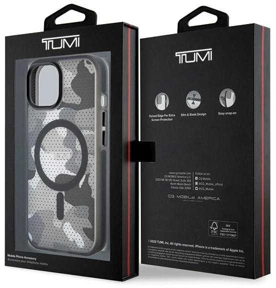 Tumi TUHMP15STCAMK Apple iPhone 15 / 14 / 13 6.1″ juodos spalvos kietas dėklas with Frosted Camo Print and MagSafe