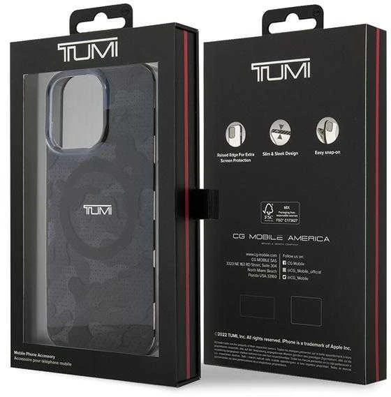 Tumi TUHMP15XDLCAG Apple iPhone 15 Pro Max 6.7″ pilkos spalvos kietas dėklas with Camo Print and MagSafe
