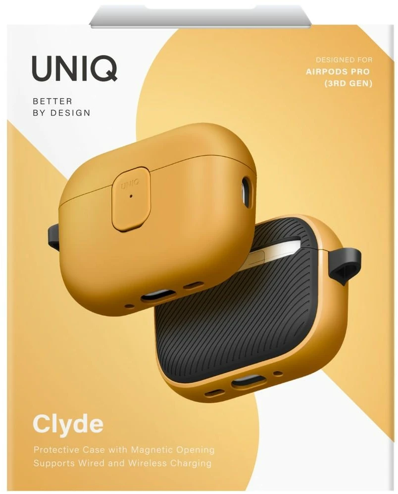 „Uniq Clyde“ dėklas, skirtas „AirPods Pro“ (3 kartos) – geltonai pilkas