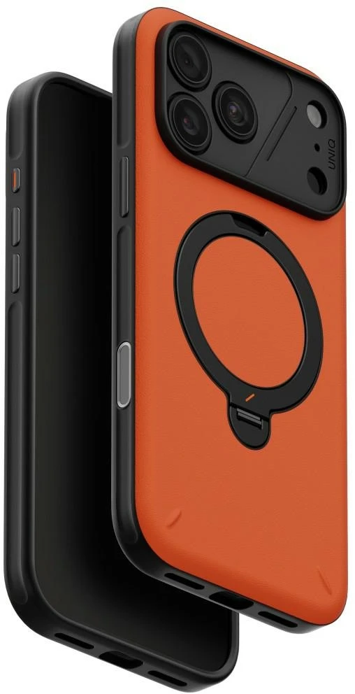 Dėklas UNIQ Elix, skirtas iPhone 18 Pro Max / 17 Pro Max, su 360 laipsnių besisukančiu stovu, oranžinis
