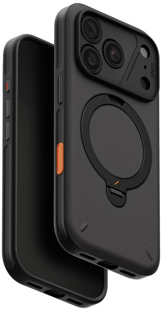 Dėklas UNIQ Elix, skirtas iPhone 18 Pro / 17 Pro, su 360° besisukančiu stovu, pilkas