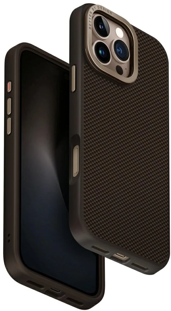 Uniq Keva Max Magclick įkrovimo kameros stovo dėklas, skirtas iPhone 16 Pro Max - rudas
