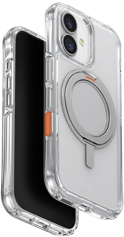 UNIQ Swivix dėklas, skirtas iPhone 17, 360° besisukantis stovas, skaidrus