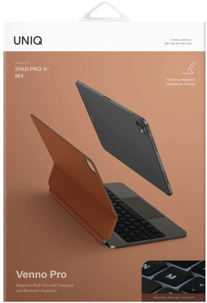 Dėklas UNIQ Venno Pro Magnetic Smart su klaviatūra skirtas Apple iPad Pro 11″ M4 (2024) caramel