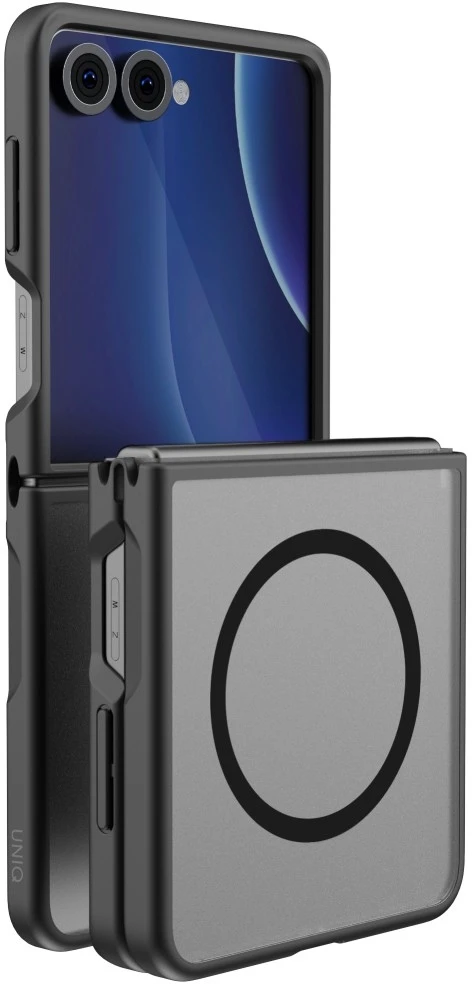 Dėklas UNIQ Veren AF, skirtas Samsung Galaxy Flip8, Magclick įkrovimas, juodos spalvos