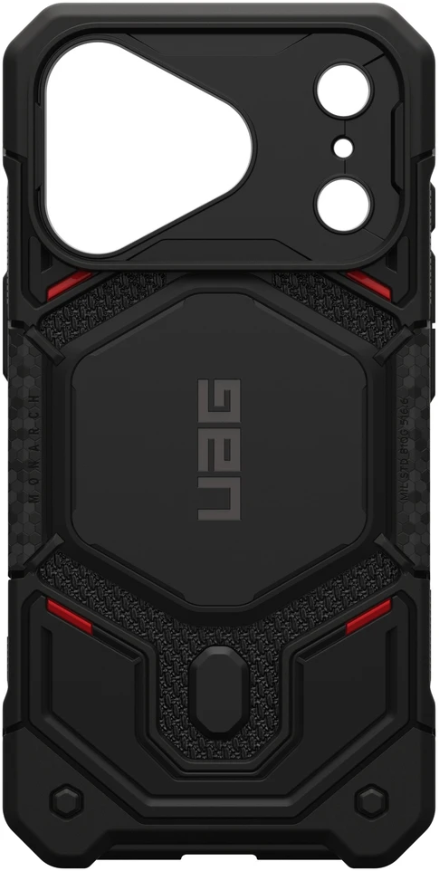 UAG Urban Armor Gear dėklas Monach Pro, suderinamas su MagSafe, skirtas iPhone 18 Pro/17 Pro, kevlarinis juodas