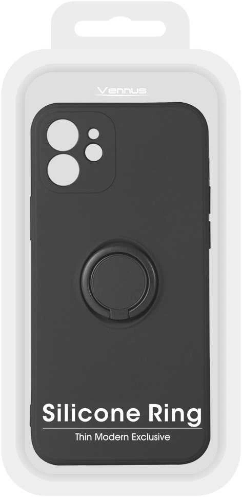 Dėklas Vennus silikoninis Ring skirtas Apple iPhone 14 Plus juodos spalvos