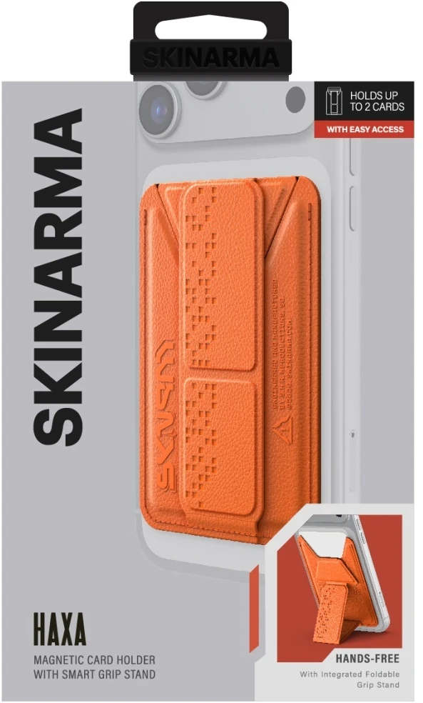 Wallet Skinarma Kado Haxa Magnetic Cardholder Grip Stand oranžinės spalvos