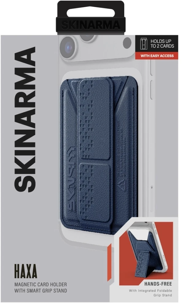 Piniginė „Skinarma Kado Haxa“ magnetinis kortelių dėklas su laikiklio rankena, mėlynas
