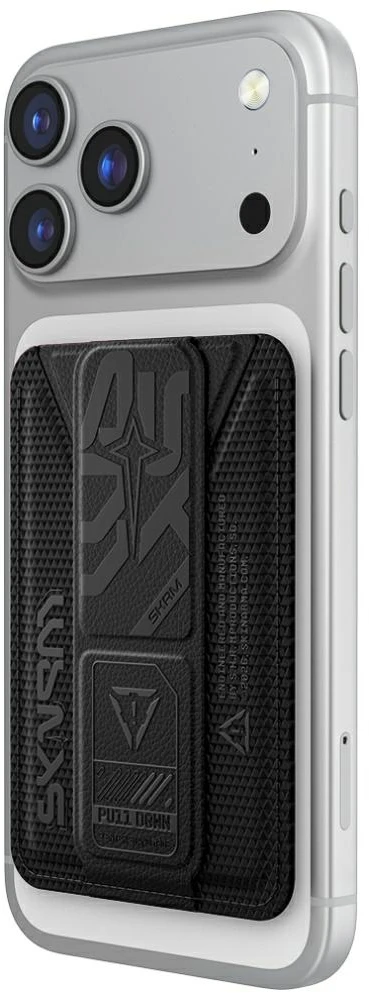 Dėklas Wallet Skinarma Kado Phantom Magnetic Cardholder Grip Stand juodos spalvos