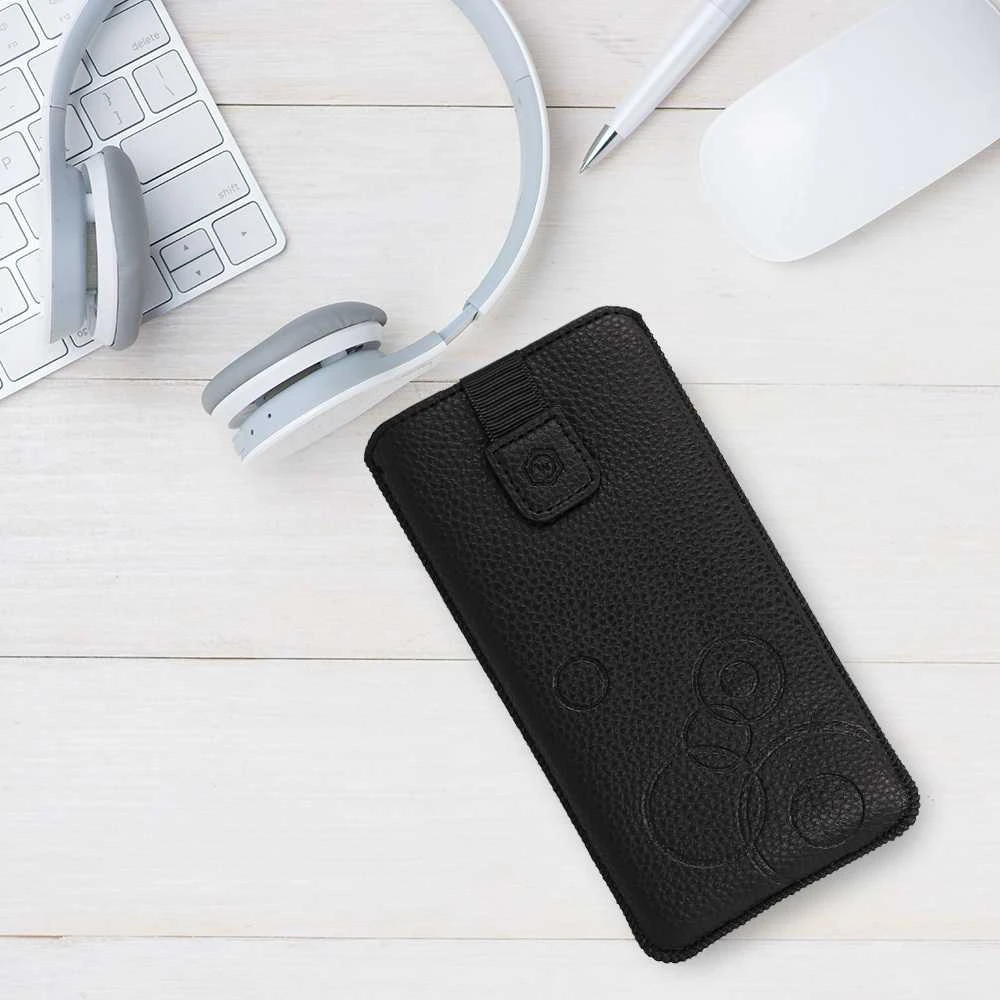 Dėklas WONDER Deko maišelis telefonui (Dydis XL) Apple iPhone 14/14 Pro/Apple iPhone 15/15 Pro/Samsung S23/S23 Plus/S24/S24 Plus/A15/A54 5G juodos spalvos