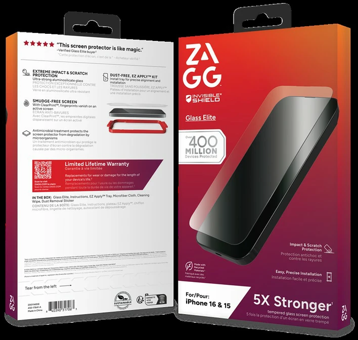 ZAGG Protection Bundle for iPhone 16: Case with MagSafe and Screen Protector