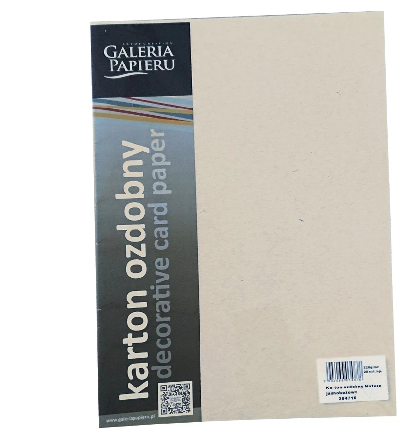Dekoratyvinis kartonas Argo Nature, A4, 220g, 20 lapų, šviesiai kreminės spalvos