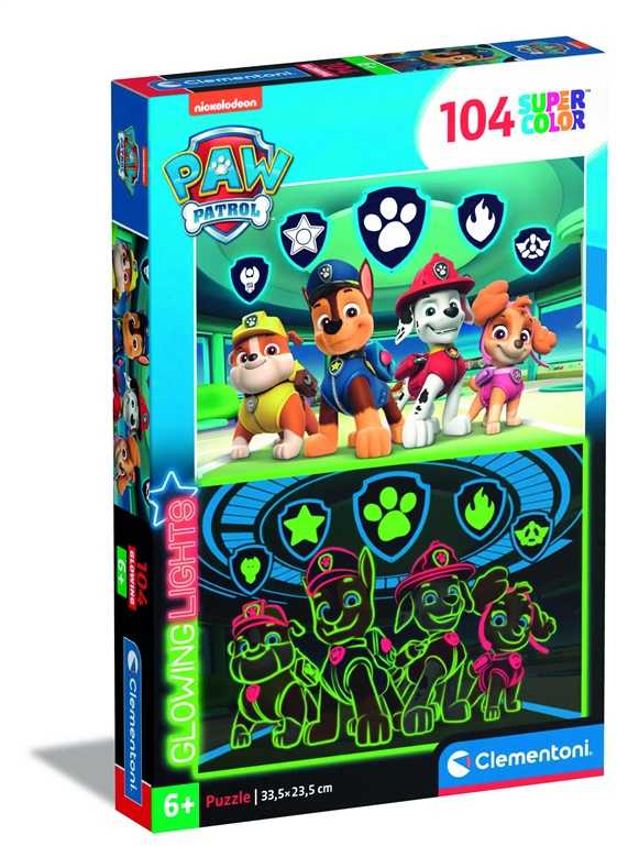 Dėlionė Clementoni Glowing PAW PATROL, 33.5 cm x 23.5 cm