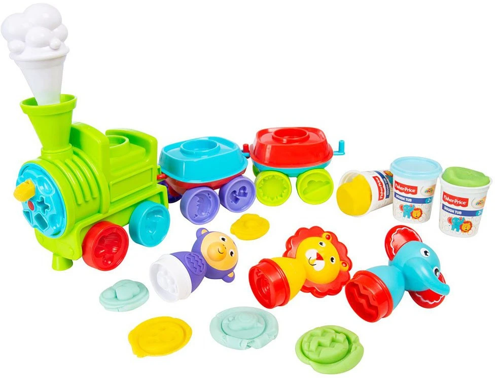 Fisher Price traukinys + tešla 3 spalvos
