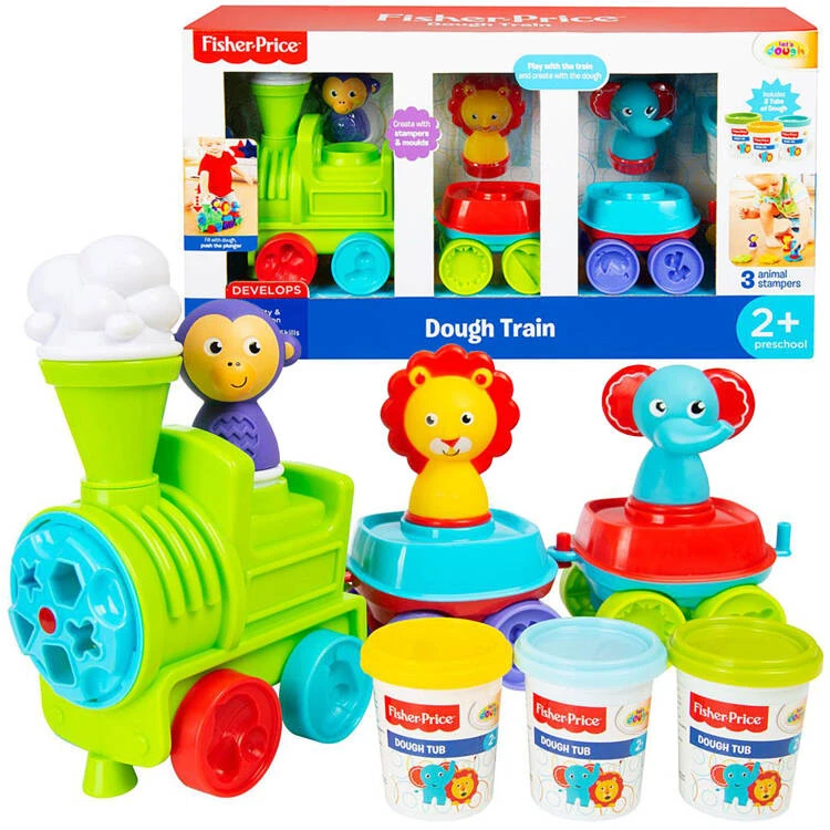 Fisher Price traukinys + tešla 3 spalvos