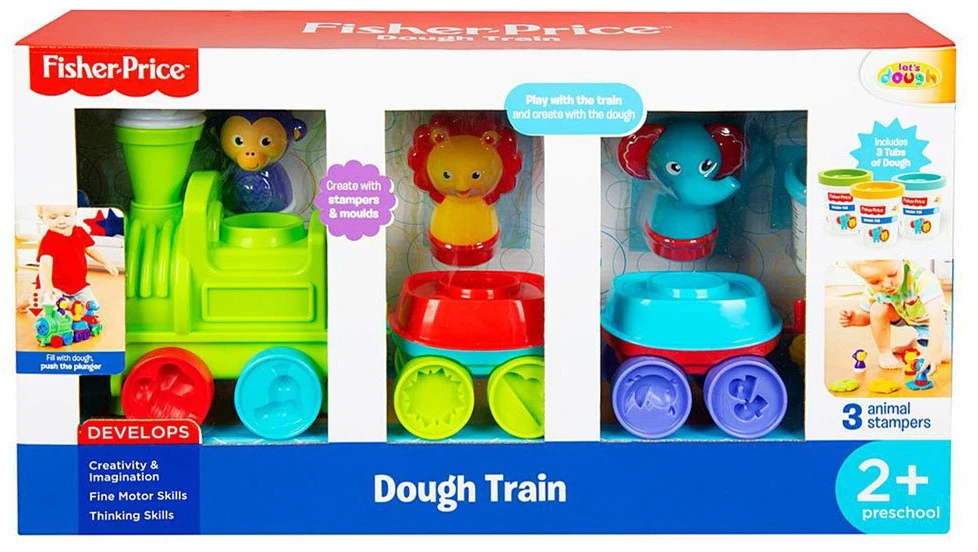 Fisher Price traukinys + tešla 3 spalvos