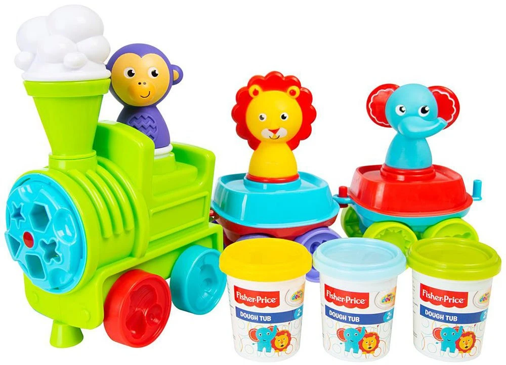 Fisher Price traukinys + tešla 3 spalvos