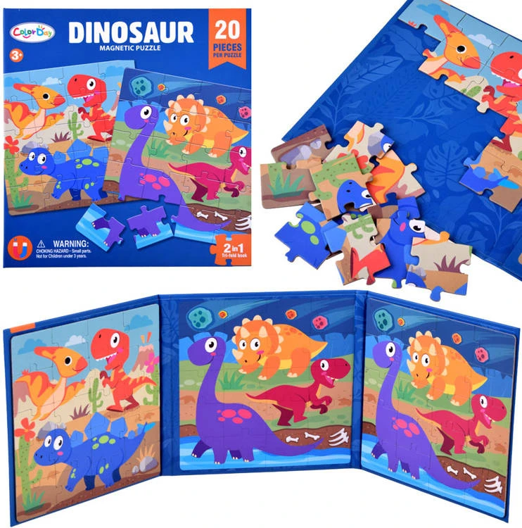 Dėlionė Jokomisiada Magnetinės galvosūkių knyga Dinozaurai 40 elementų