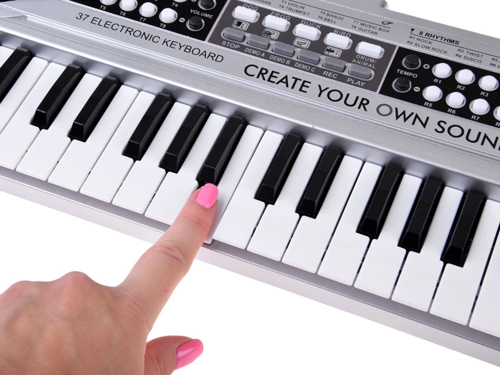 Jokomisiada Mini organ KEYBOARD 37-keys + microphone Sidabrinis IN0183