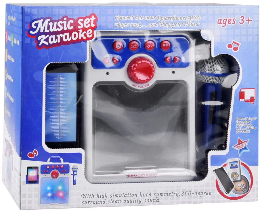 Jokomisiada Muzikinis „Boombox“ mėlynasis garsiakalbis vaikams su mikrofonu