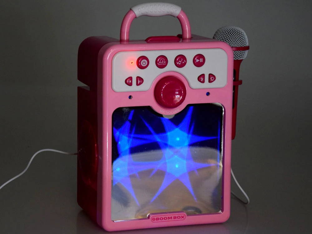 Jokomisiada Rožinė Muzikinis garsiakalbis „Rožinė Boombox“ vaikams, sergantiems mikrofonu,