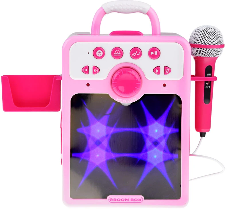 Jokomisiada Rožinė Muzikinis garsiakalbis „Rožinė Boombox“ vaikams, sergantiems mikrofonu,