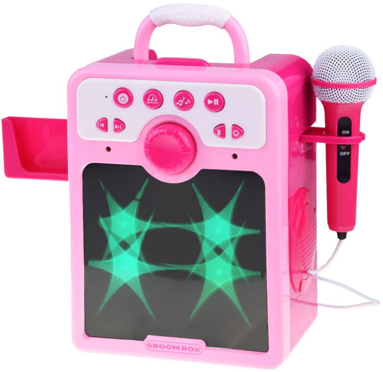 Jokomisiada Rožinė Muzikinis garsiakalbis „Rožinė Boombox“ vaikams, sergantiems mikrofonu,