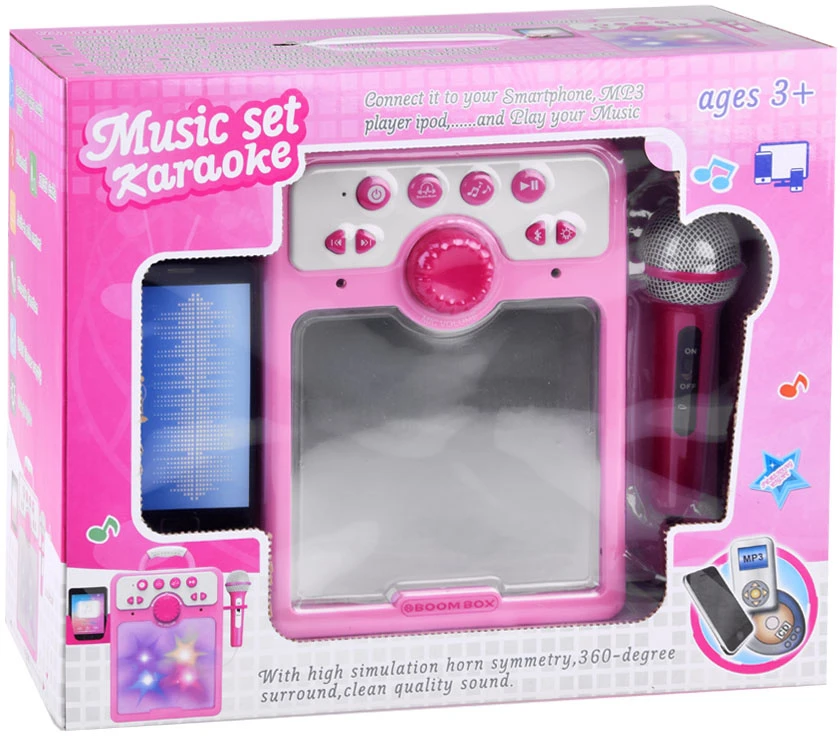 Jokomisiada Rožinė Muzikinis garsiakalbis „Rožinė Boombox“ vaikams, sergantiems mikrofonu,
