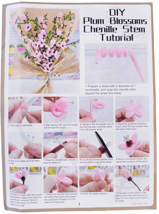 Jokomisiada DIY Creative Kit Make a Fabric Flower Bouquet JAPANESE CHERRY ZA5867