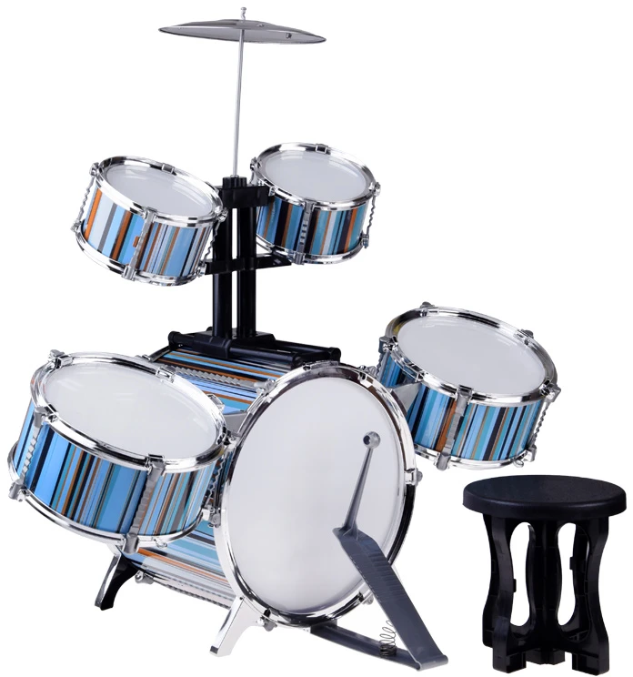 Jokomisiada Children's drum set 5 drums + stool included - mėlynas design IN0182