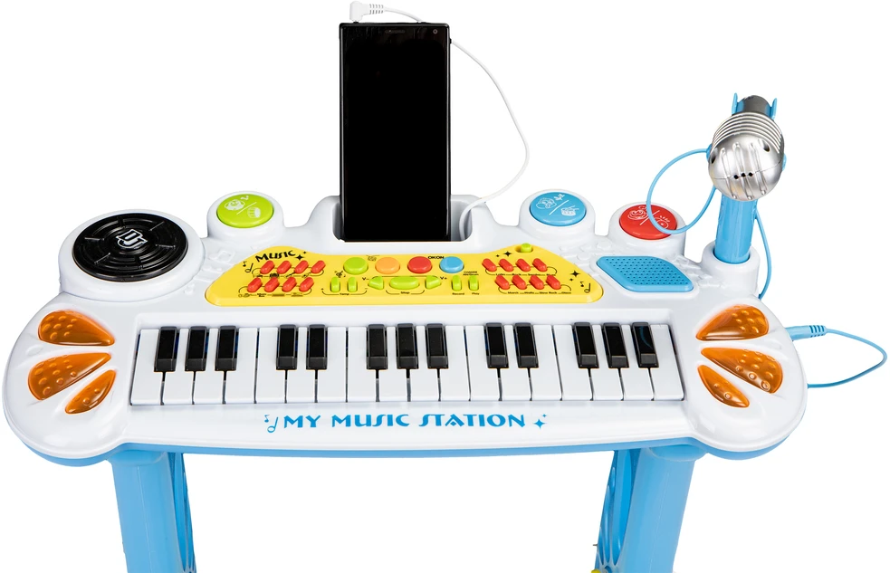 Vaikiškas pianinas su mikrofonu EcoToys, mėlynas