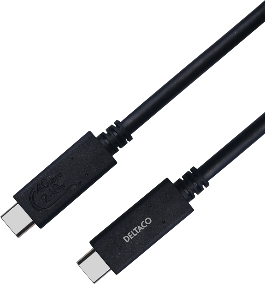 Kabelis DELTACO USB4 gen3, USB-C - USB-C, 5A EPR, juoda, 0,8m / USBC-4008M