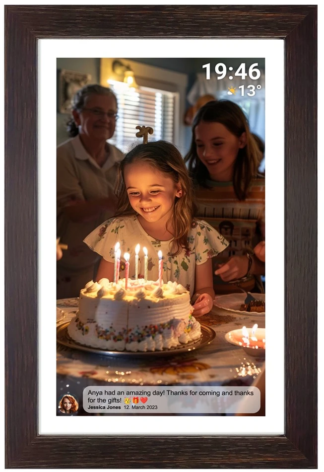 DNV Denver PFF-1543DW skaitmeninis nuotraukų rėmelis Ruda 39,6 cm (15.6″) Lietimui jautrus ekranas „Wi-Fi“