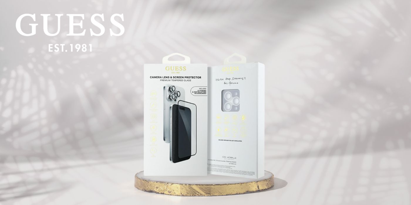 2-in-1 rinkinys Guess BP Rhinestone ekrano ir kameros lęšio stiklas, skirtas iPhone 16 Pro Max sidabrinis aprašymas - Prekės nuotrauka