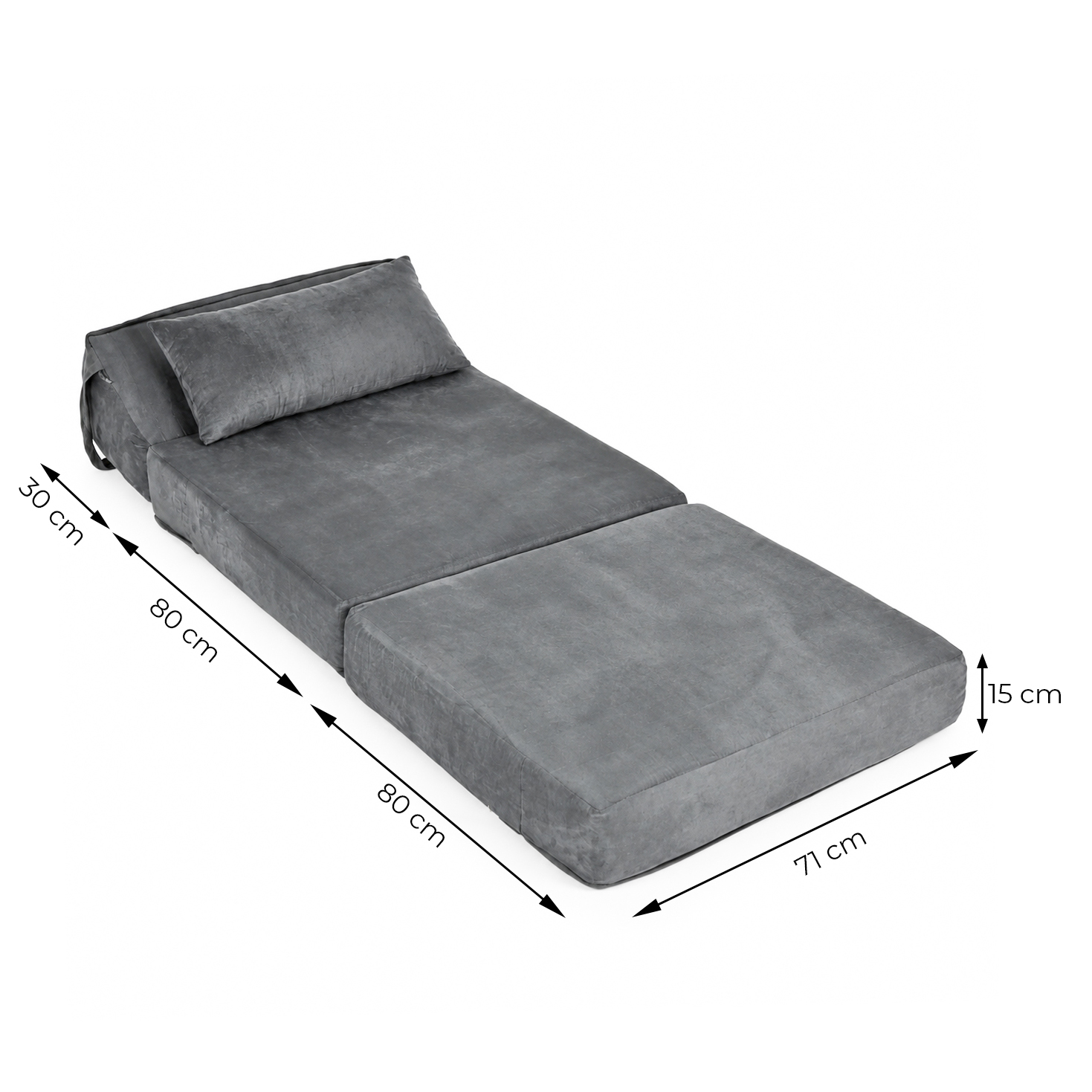 2-in-1 vienvietė išlankstoma poroloninė sofa-lova čiužinys 190×70 cm ModernHome aprašymas - Prekės nuotrauka