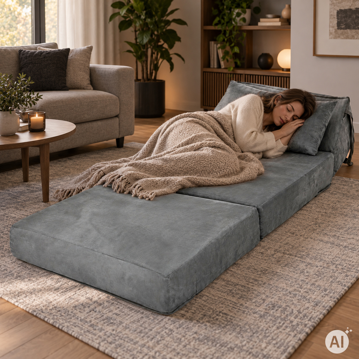 2-in-1 vienvietė išlankstoma poroloninė sofa-lova čiužinys 190×70 cm ModernHome aprašymas - Prekės nuotrauka