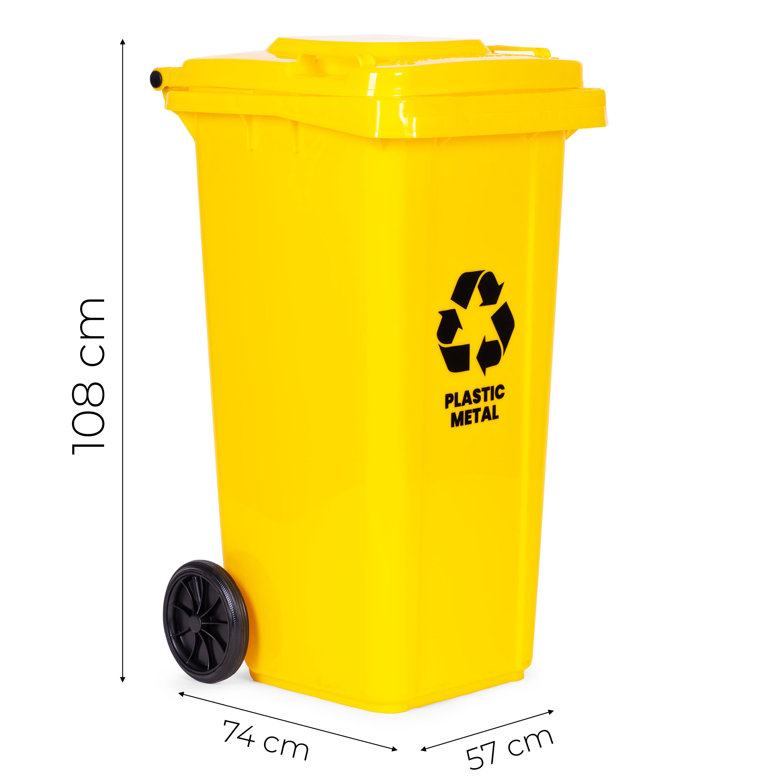 Multistore 240L large wheelie bin with rubber wheels – yellow for plastikas waste aprašymas - Prekės nuotrauka
