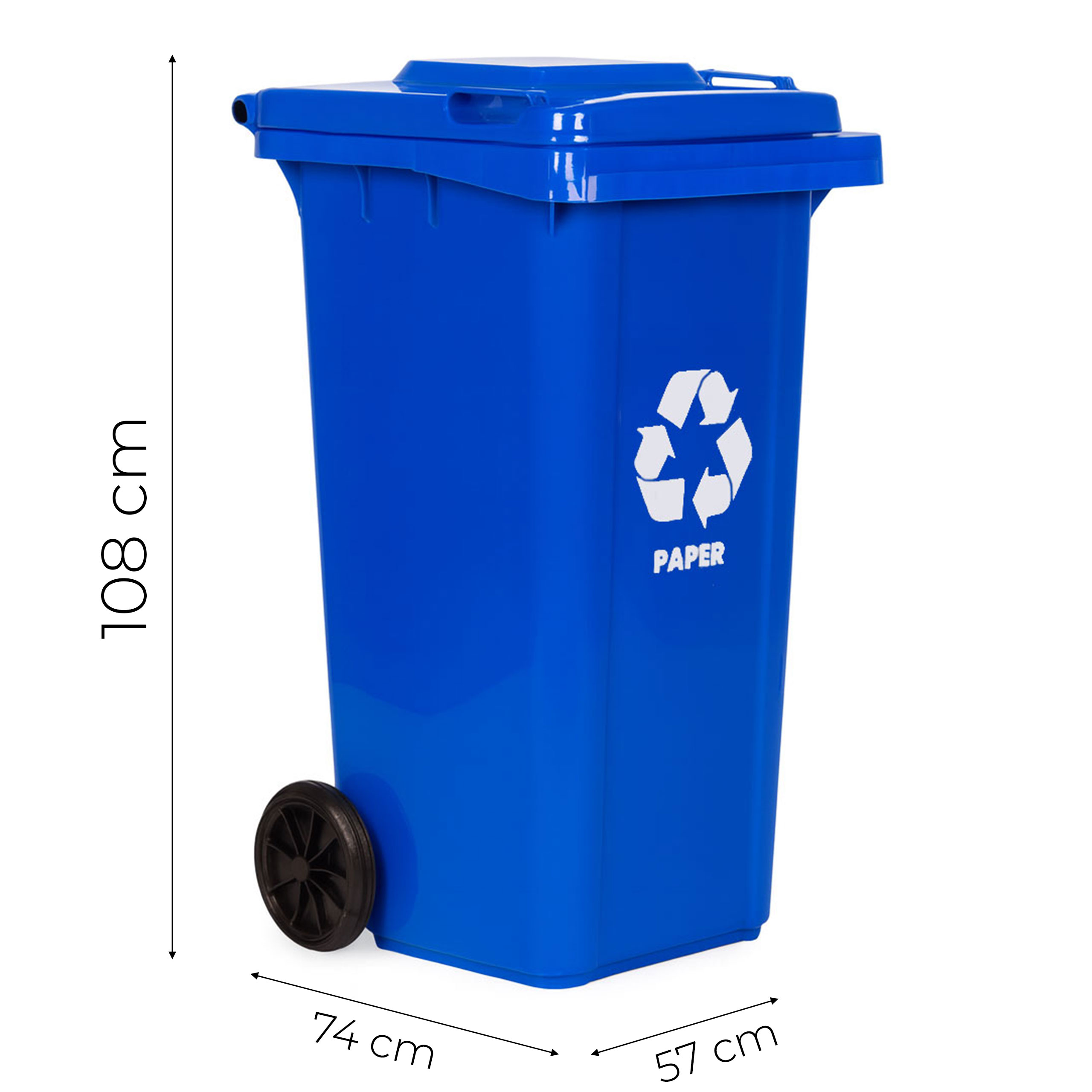 Multistore 240L large wheelie bin with rubber wheels – mėlynas for paper waste aprašymas - Prekės nuotrauka