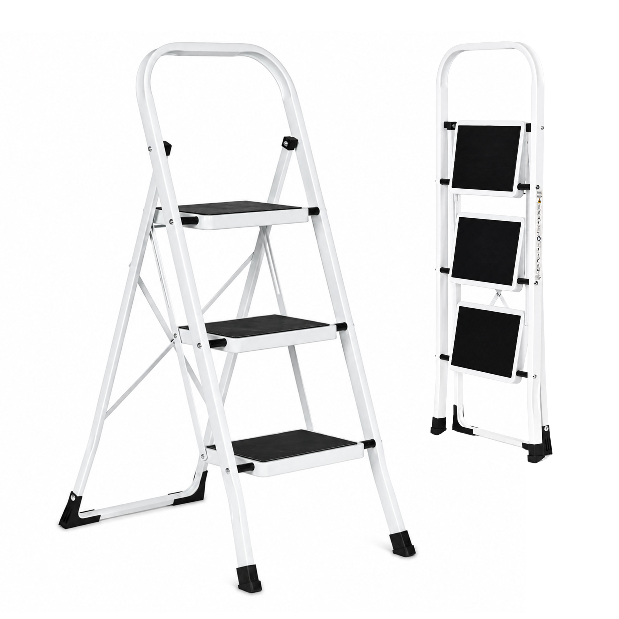 3-step steel ladder non-slip steps foldable ModernHome aprašymas - Prekės nuotrauka
