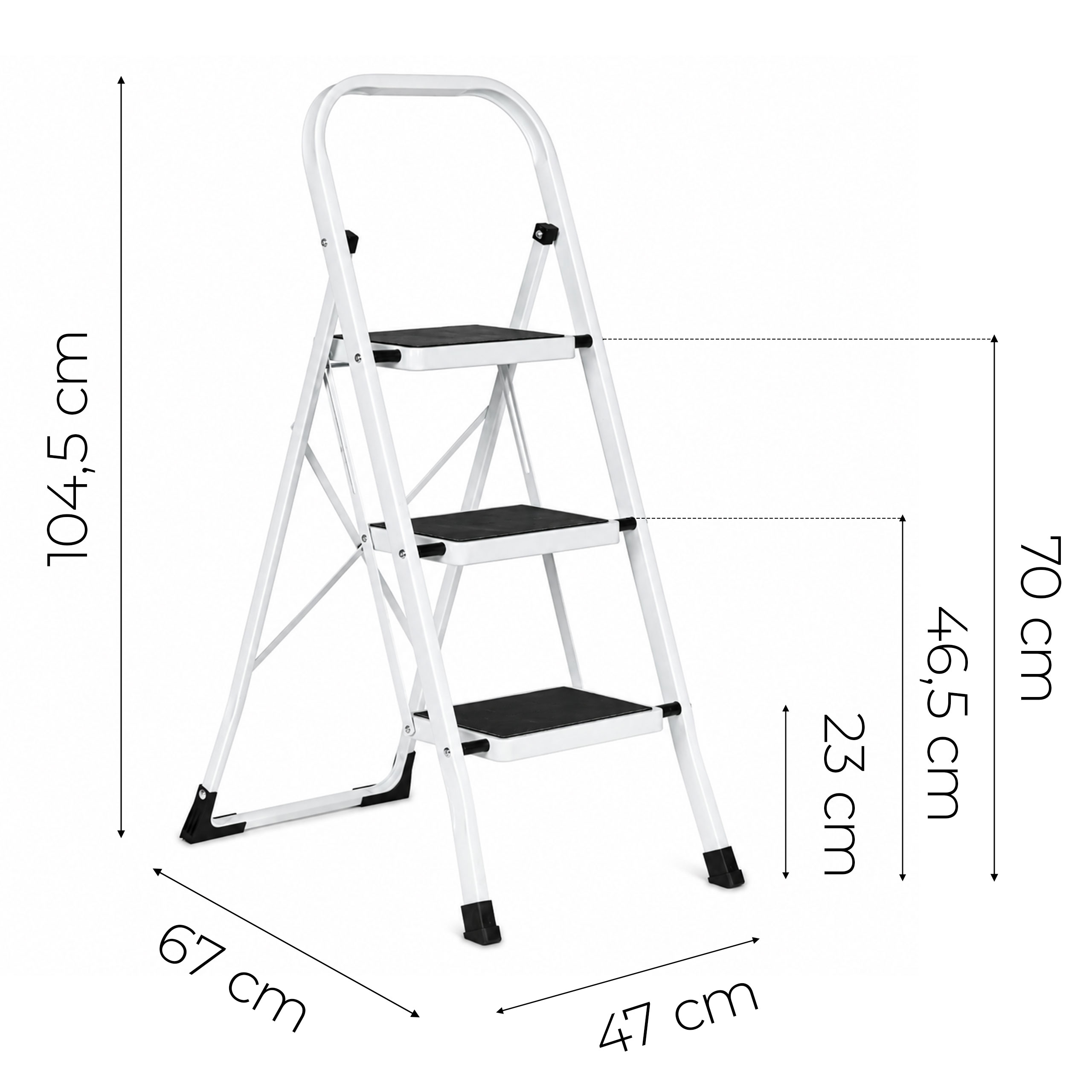 3-step steel ladder non-slip steps foldable ModernHome aprašymas - Prekės nuotrauka