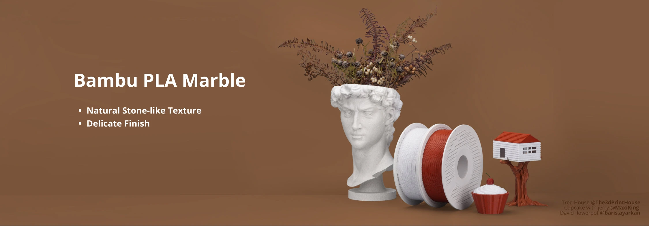 3D Plastikas – Filamentas PLA Marble Baltas With spool/Su rite | 1.75mm, 1kg | Bambu Lab aprašymas - Prekės nuotrauka