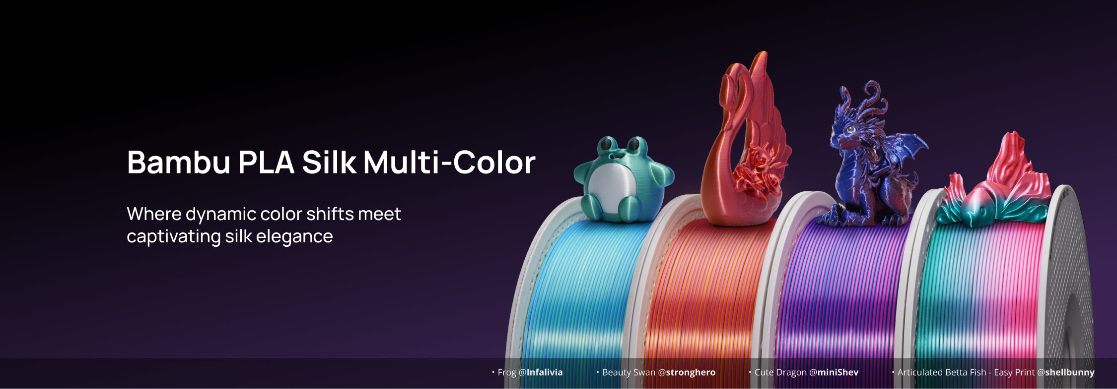 3D Plastikas – Filamentas PLA Silk Multi-Color With spool/Su rite Aurora violetinės spalvos | 1.75 mm, 1kg | Bambu Lab aprašymas - Prekės nuotrauka