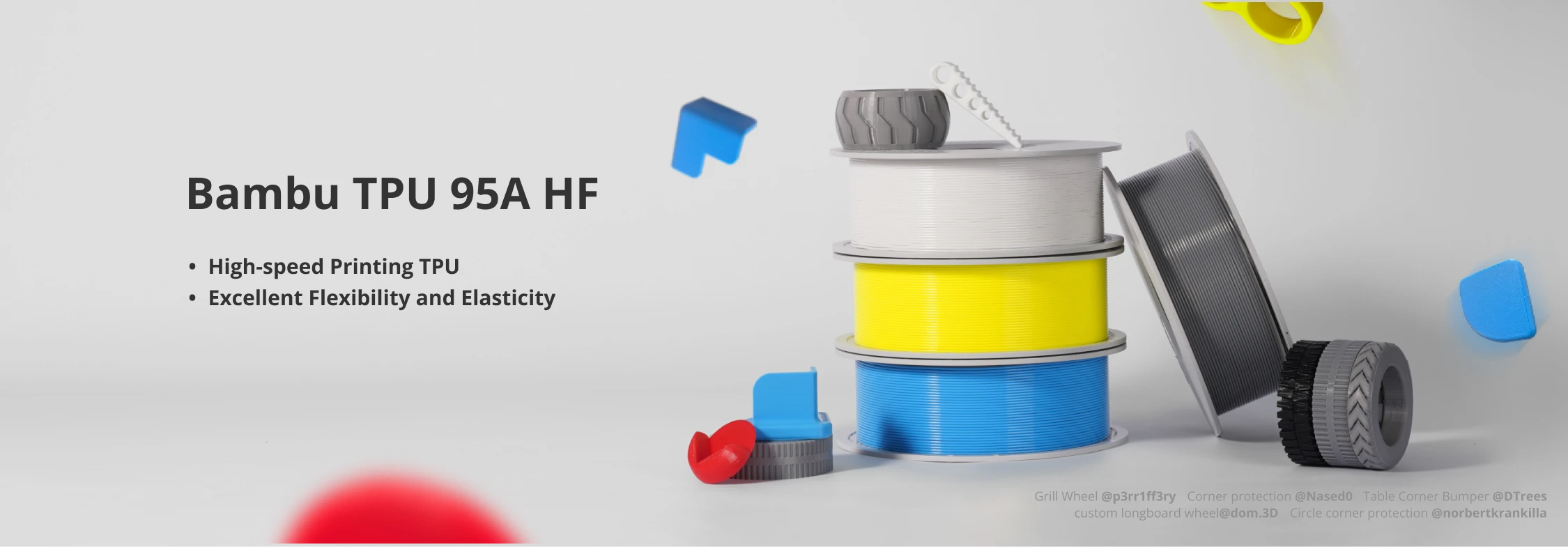 3D Plastikas – Filamentas TPU 95A HF Geltona With spool/Su rite | 1.75mm, 1kg | Bambu Lab aprašymas - Prekės nuotrauka