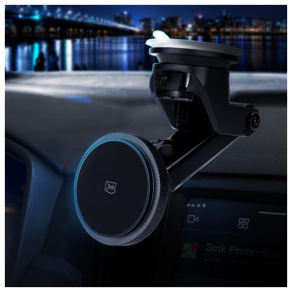 3MK Car MagCharger 15W indukcinis įkrovimo laikiklis priekiniam stiklui / prietaisų skydeliui, juodos spalvos aprašymas - Prekės nuotrauka