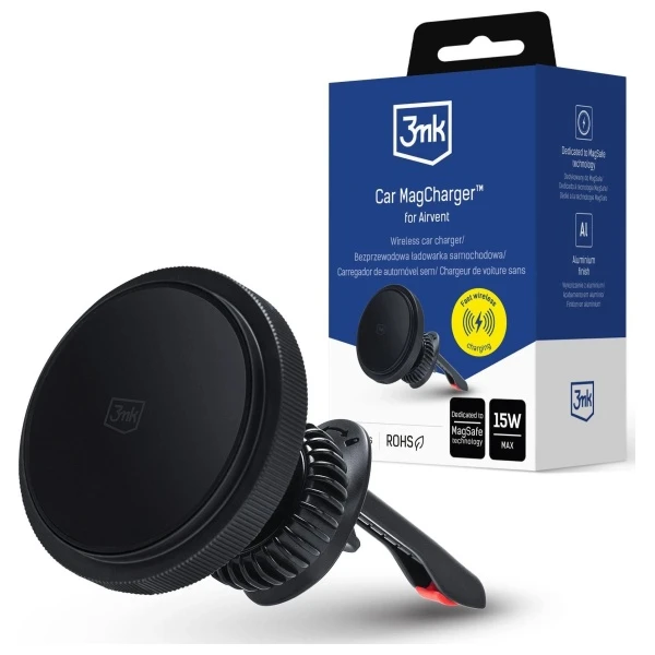 3MK Car MagCharger laikiklis su belaidžiu įkrovikliu 15W juodos spalvos aprašymas - Prekės nuotrauka 3MK Car MagCharger laikiklis su belaidžiu įkrovikliu 15W juodos spalvos aprašymas - Prekės nuotrauka